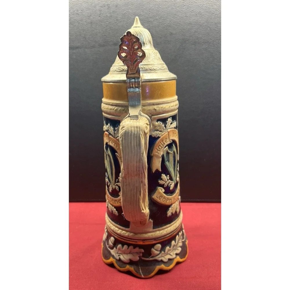 VINTAGE German Beer Stein Music Box with Pewter‎ Lid RARE - GERMANY